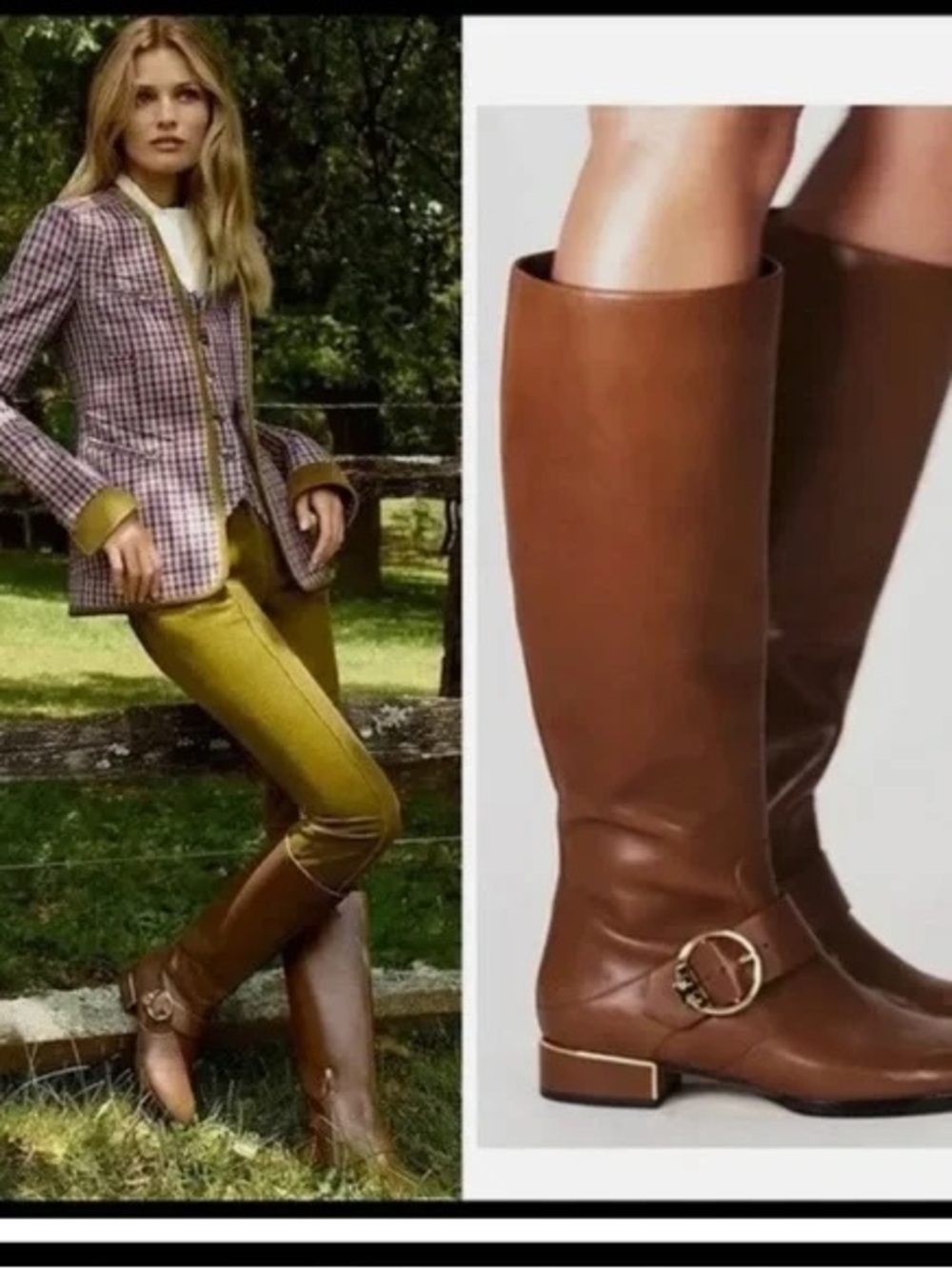Tory Burch Sofia Brown Tall Leather Riding Boots, 11